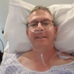 Hip replacement recovery, in hospital.